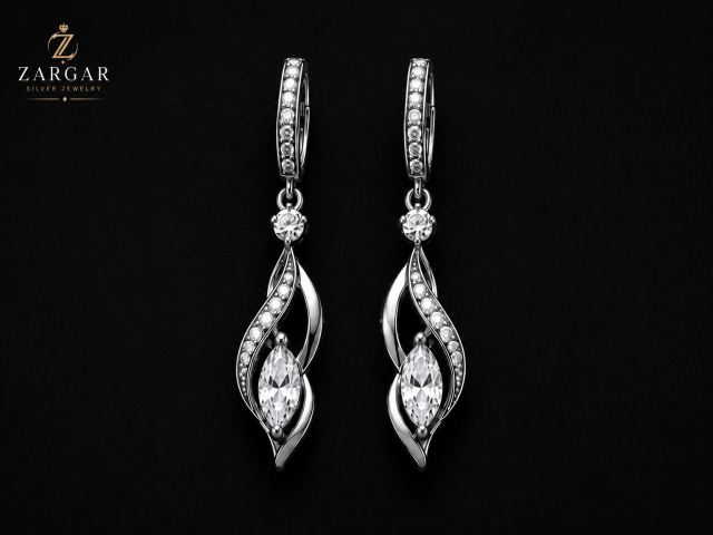 Lumina white Silver Earrings