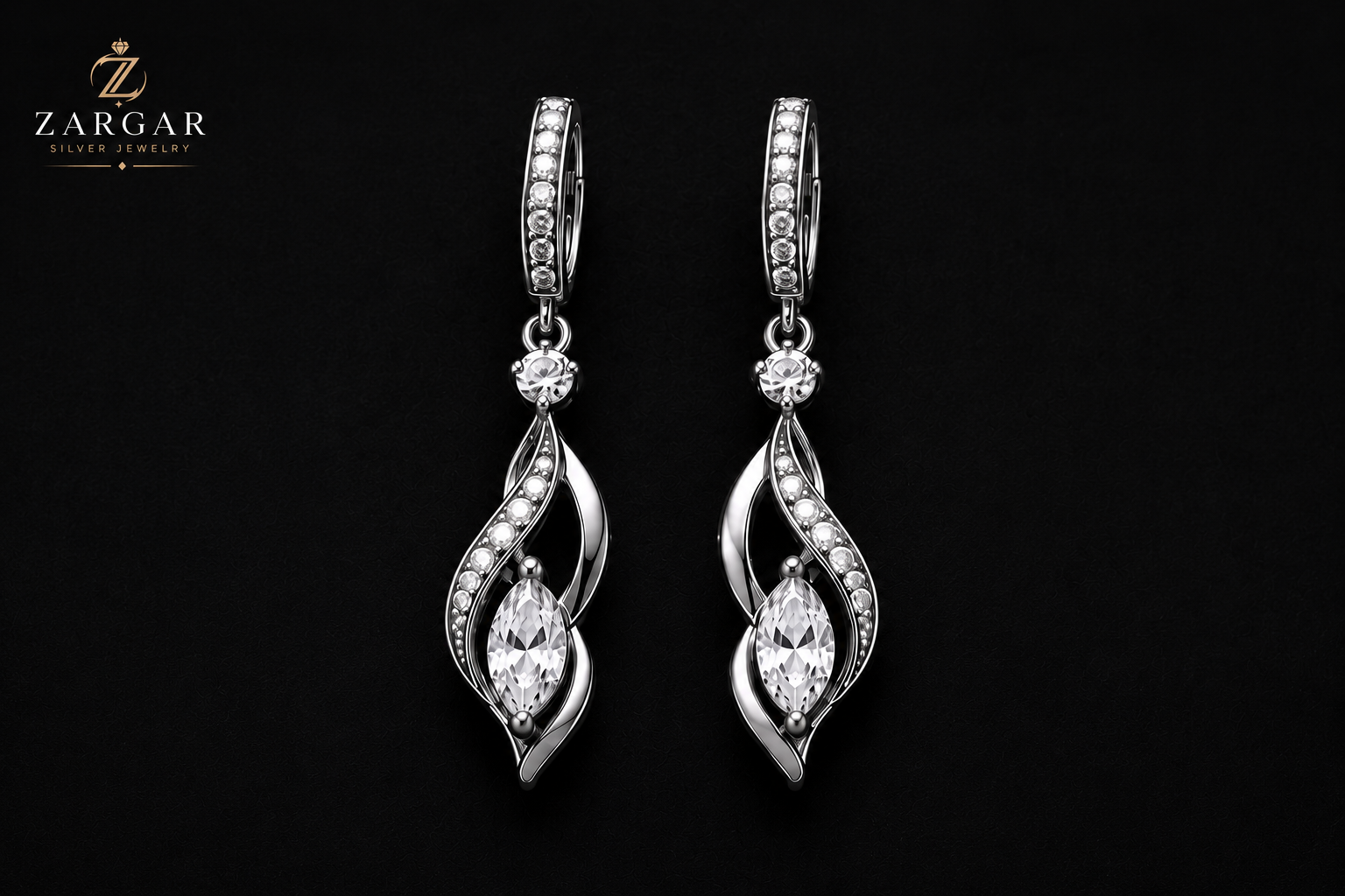 Lumina white Silver Earrings
