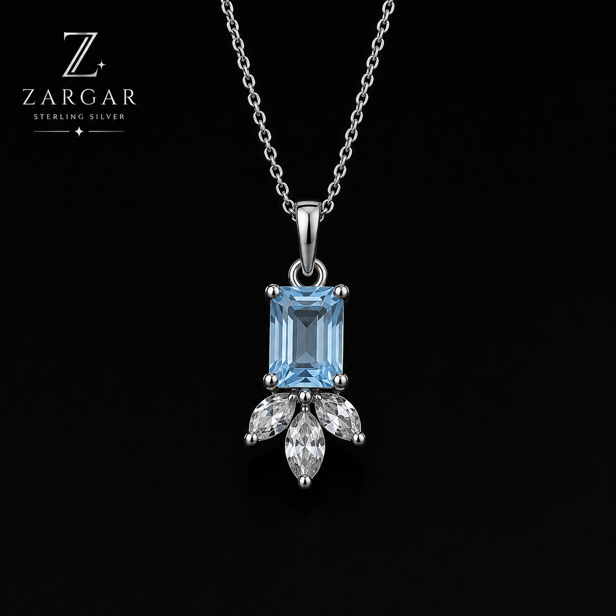 Blue and White Zircon Locket